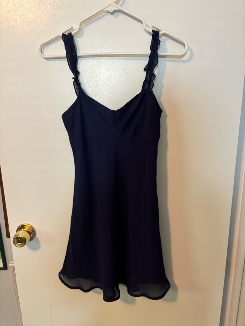 Urban Outfitters Navy Sleeveless A-Line Dress Ruffled Straps Flowy Flirty XS